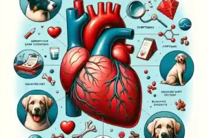 An illustration that explains showing What Is Dilated Cardiomyopathy in Dogs, Causes, Symptoms, and Prevention