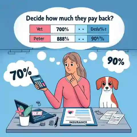 Best Lifetime Dog Insurance Providers An illustration for Step 7 Decide How Much They Pay Back, showing a pet owner with a calculator and insurance documents