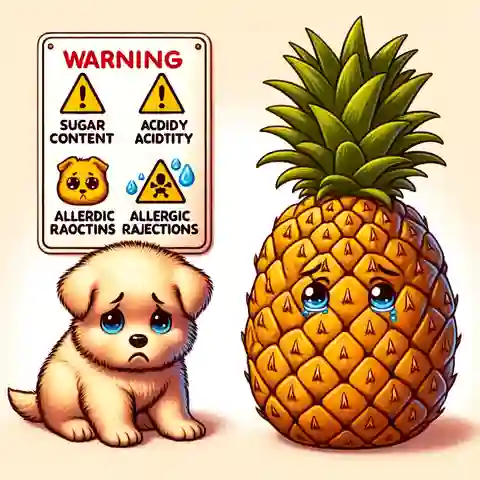 Can Puppies Eat Pineapple An illustration highlighting the risks of feeding too much pineapple to puppies