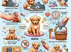 How to Teach a Puppy Not to Bite An illustration depicting various effective methods for teaching a puppy not to bite2