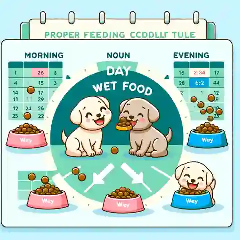 When Can Puppies Eat Wet Food An informative illustration showing the proper feeding schedule for puppies with wet food
