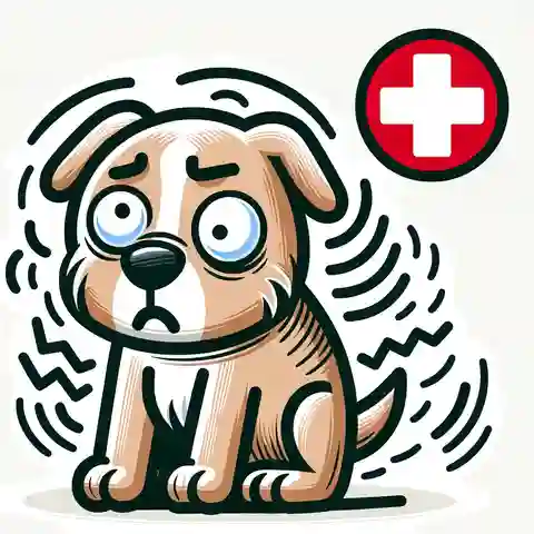 Why Chocolate is Not Good for Dogs A cartoon illustration of a dog experiencing seizures, shown with a series of wavy lines around its body to represent shaking