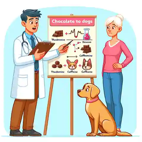 Why Chocolate is Not Good for Dogs A veterinarian explaining to a dog owner the dangers of chocolate to dogs
