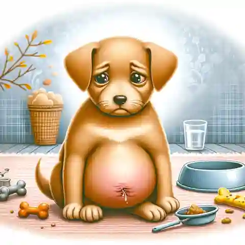 Why Does My Puppy Have Hiccups Illustration of a puppy experiencing gastrointestinal problems